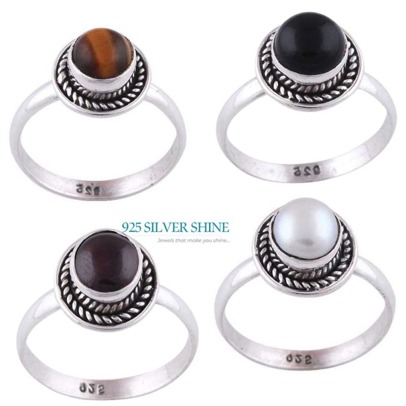 925 Sterling Silver Handmade Rings In Pearl Gemstone Jewelry 925SR2829_2