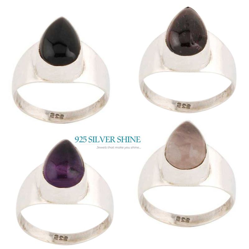 925 Sterling Silver Rings In Rose Quartz Gemstone Jewelry 925SR2836_1