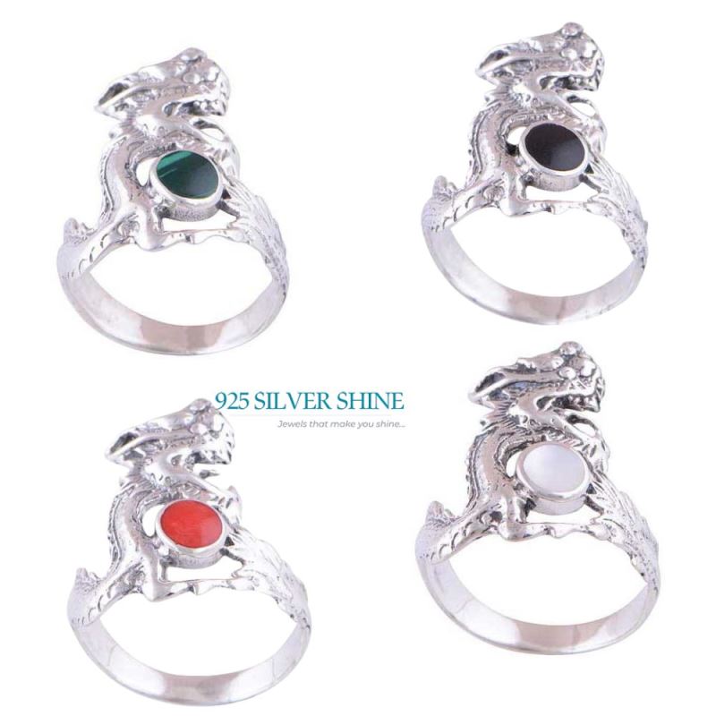925 Sterling Silver Dyed Coral Gemstone Rings Jewelry 925SR2839_2