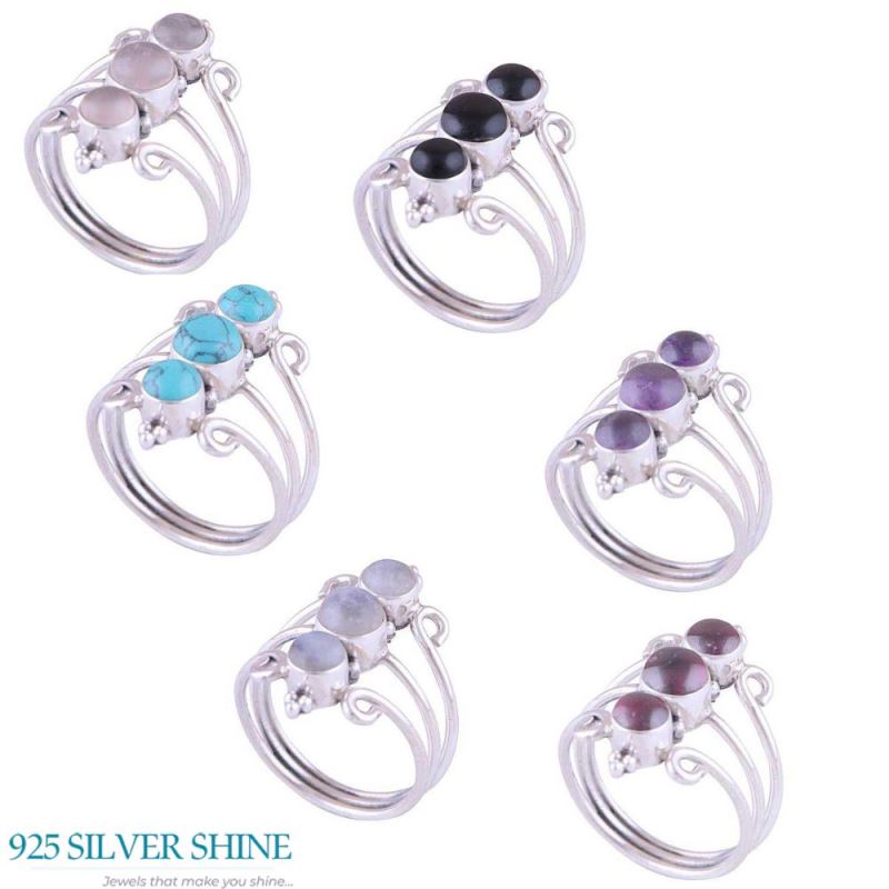 Solid 925 Silver Rings In Natural Turquoise Gemstone 925SR2861_2