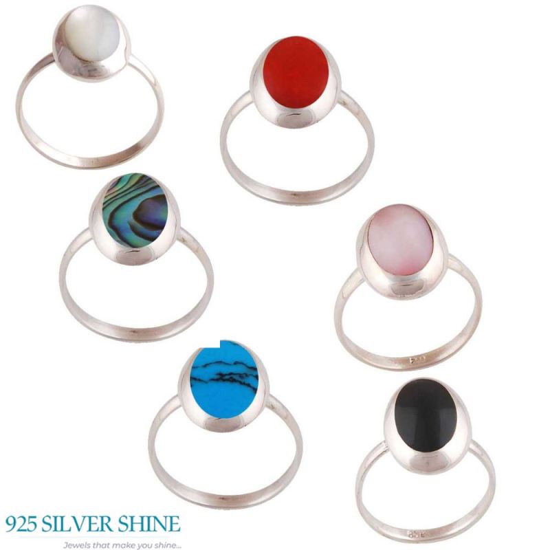 925 Sterling Silver Rings In Genuine Black Onyx Gemstone 925SR2881_2