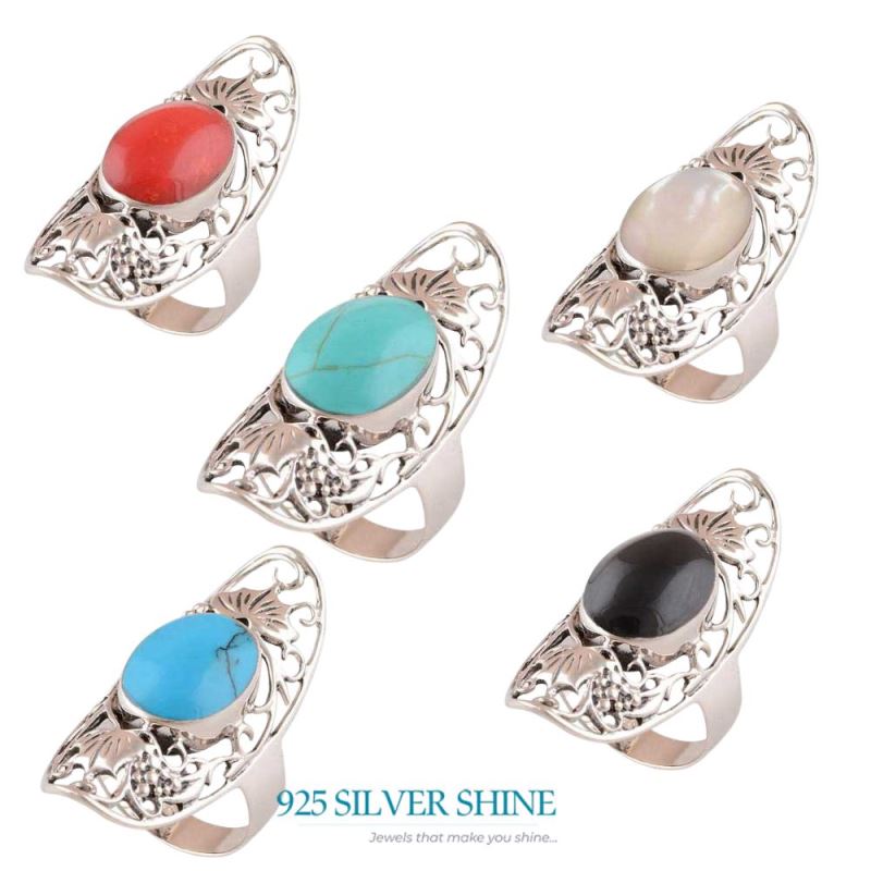 925 Sterling Silver Handmade Rings In Black Onyx Gemstone Jewelry 925SR2918_2