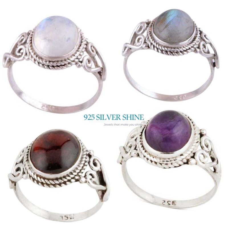 Garnet Gemstone Sterling Silver Engagement Rings 925SR2957_2