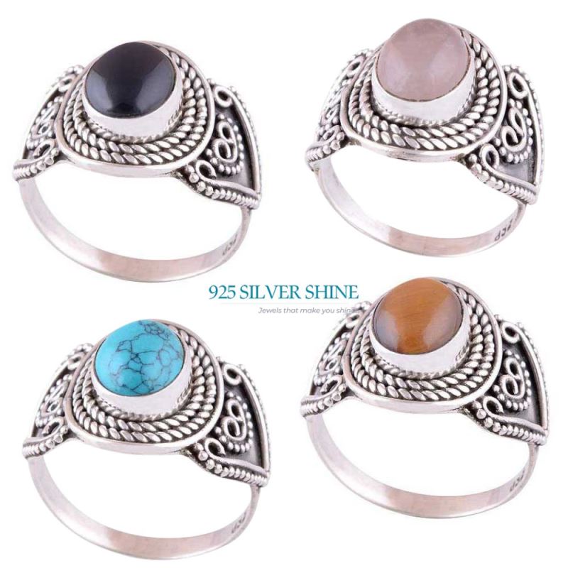 Genuine Rose Quartz Gemstone Rings In 925 Sterling Silver Jewelry 925SR2975_2