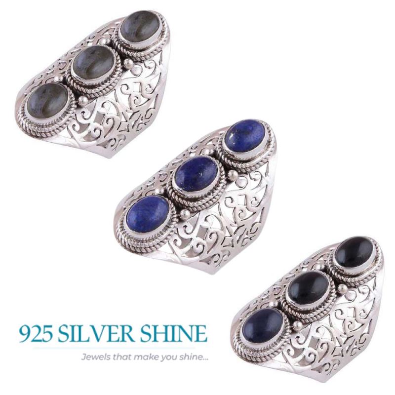 925 Sterling Silver Rings In Semi Precious Black Onyx Gemstone 925SR3017_2