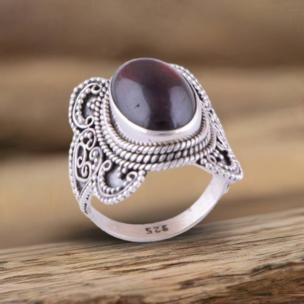 Semi Precious Jasper Gemstone Rings In Solid 925 Silver 925SR3029