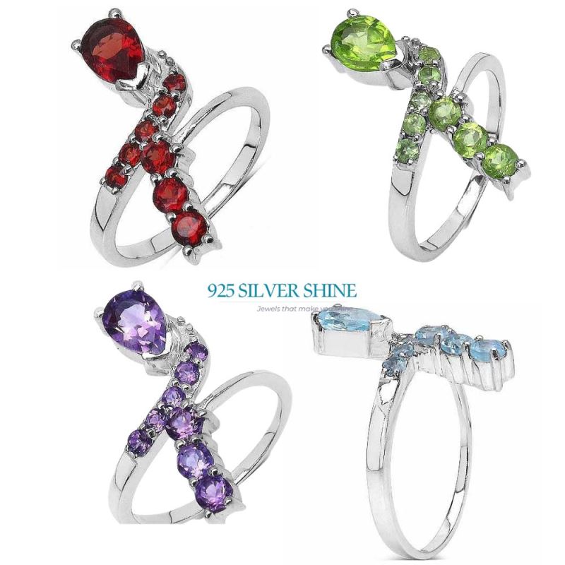 925 Sterling Silver Rings In Semi Precious Garnet Gemstone 925SR3041_4