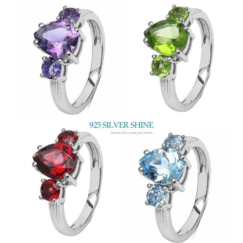Genuine Amethyst Gemstone Rings In 925 Sterling Silver Jewelry 925SR3060_3