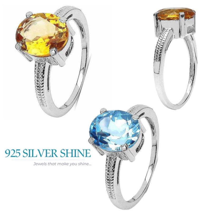 925 Sterling Silver Handmade Rings In Blue Topaz Gemstone Jewelry 925SR3086_3