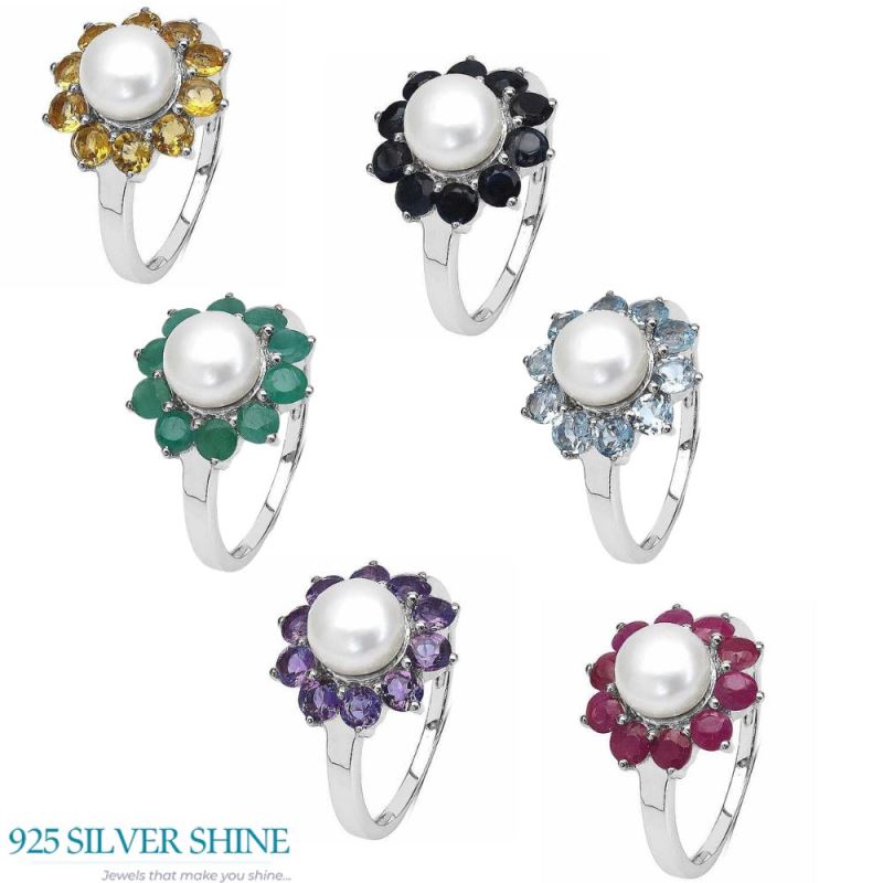 925 Sterling Silver Rings In Semi Precious Multi Gemstone 925SR3096_3