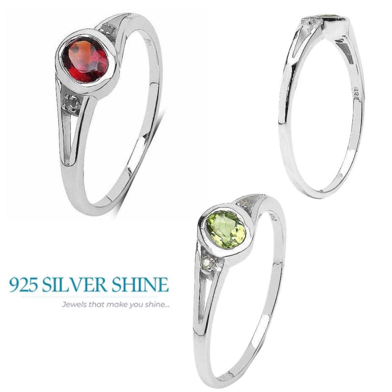 Garnet January Birthstone Sterling Silver Rings 925SR3113_3
