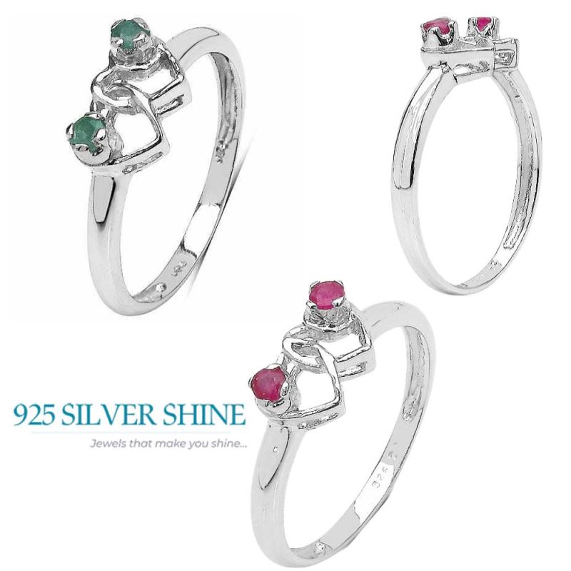 925 Sterling Silver Rings In Genuine Dyed Emerald Gemstone 925SR3124_2