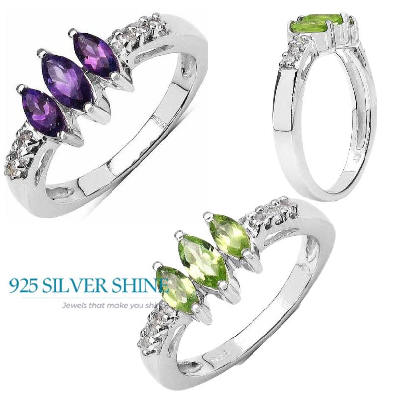 925 Sterling Silver Rings In Multi Gemstone Jewelry 925SR3141_3