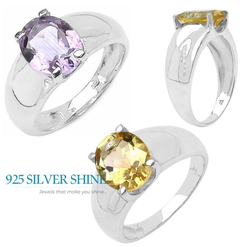 Citrine Oval Gemstone Sterling Silver Rings 925SR3150_3