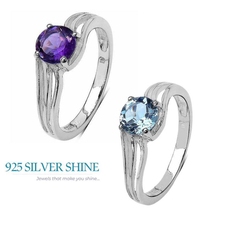 Amethyst Birthstone Sterling Silver Rings 925SR3235_2