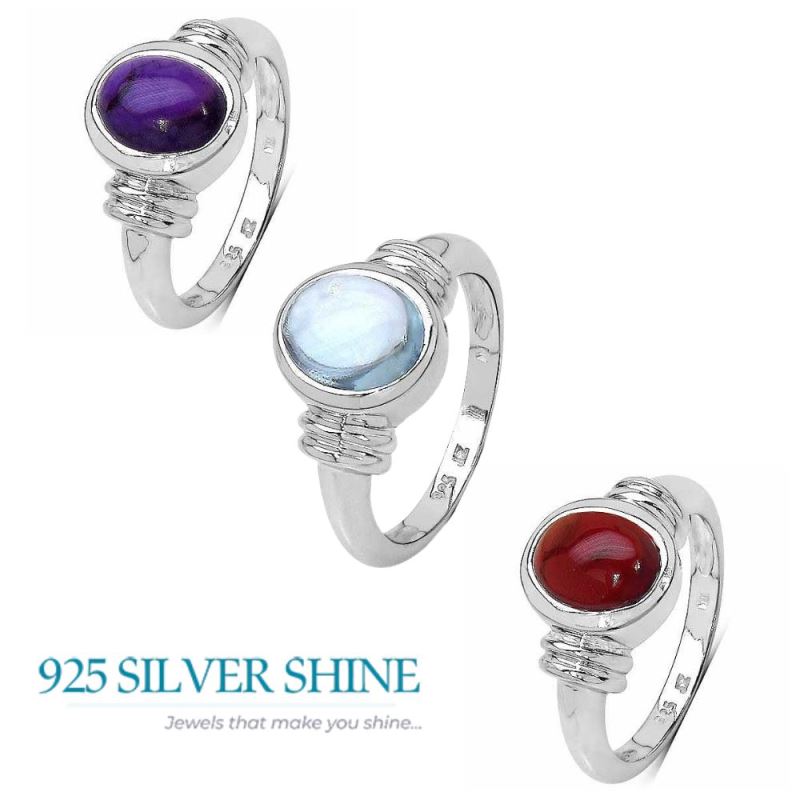 Amethyst February Birthstone Silver Rings 925SR3293_2