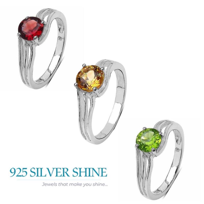 Faceted Garnet Gemstone Sterling Silver Rings 925SR3296_3