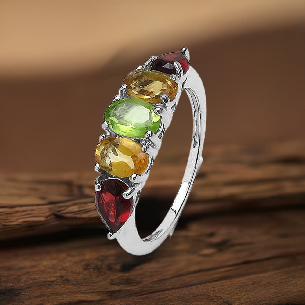 925 Sterling Silver Handmade Rings In Multi Gemstone Jewelry 925SR3316