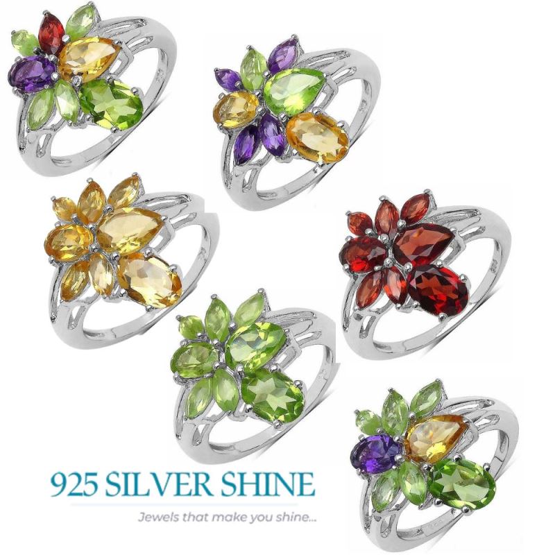 925 Sterling Silver Rings In Garnet Gemstone Jewelry 925SR3324_3