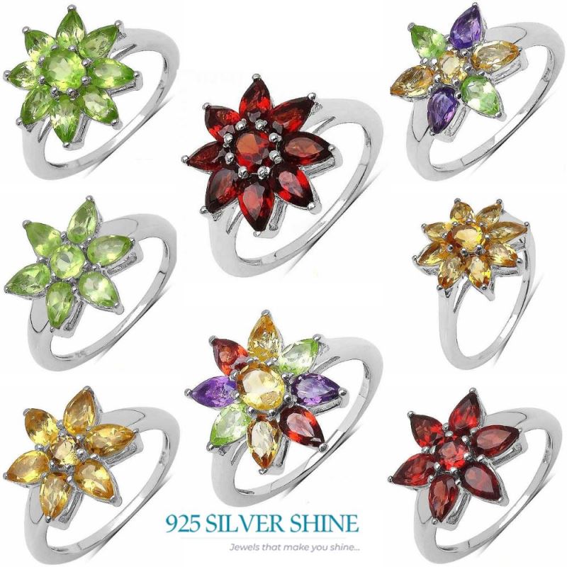 925 Sterling Silver Rings In Natural Garnet Gemstone 925SR3347_3
