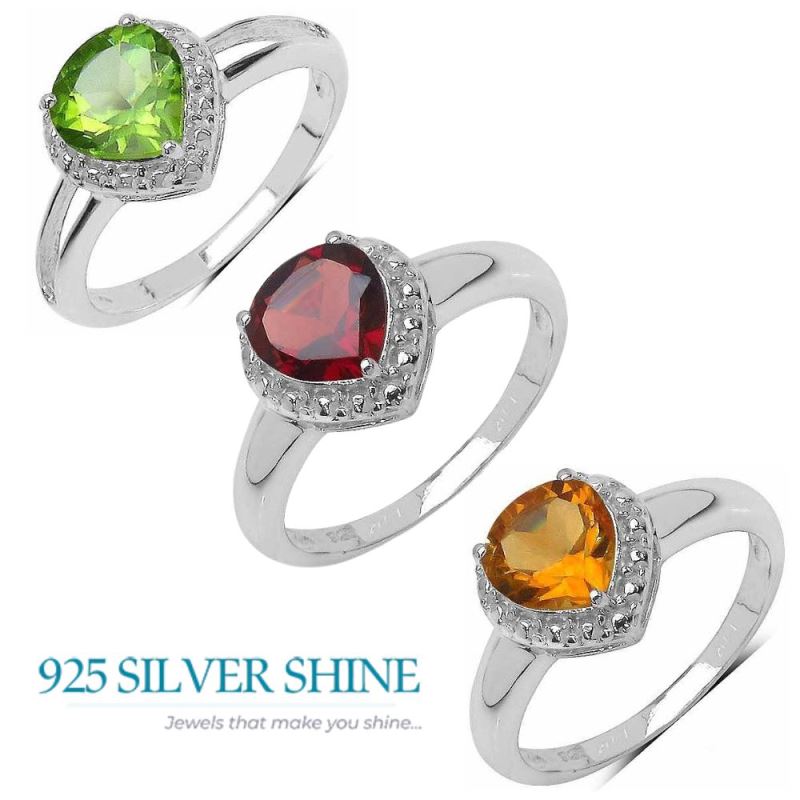Red Garnet Stone Sterling Silver Rings Jewelry 925SR3376_3