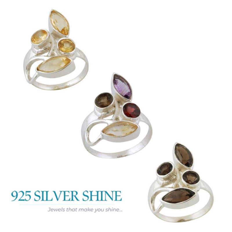 Semi Precious Smoky Quartz Gemstone Rings In 925 Sterling Silver Jewelry 925SR3384_2