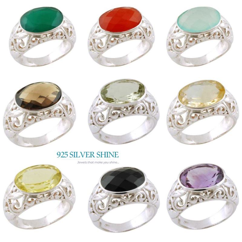 925 Sterling Silver Rings In Black Onyx Gemstone Jewelry 925SR3403_2