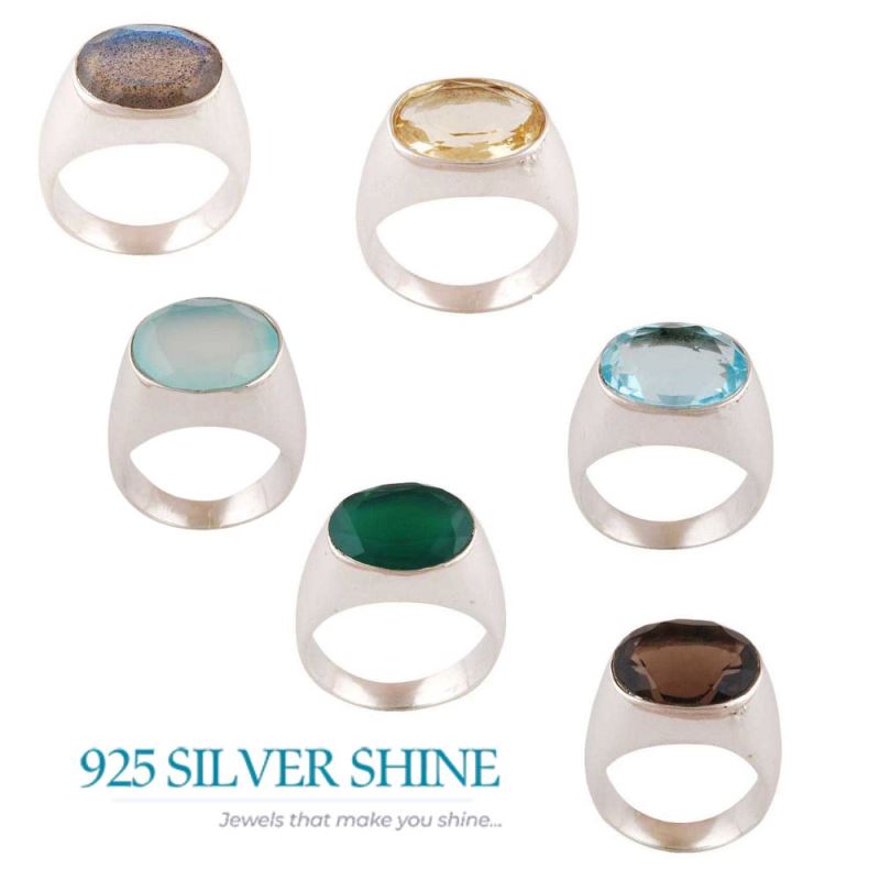 925 Sterling Silver Rings In Chalcedony Gemstone Jewelry 925SR3415_1