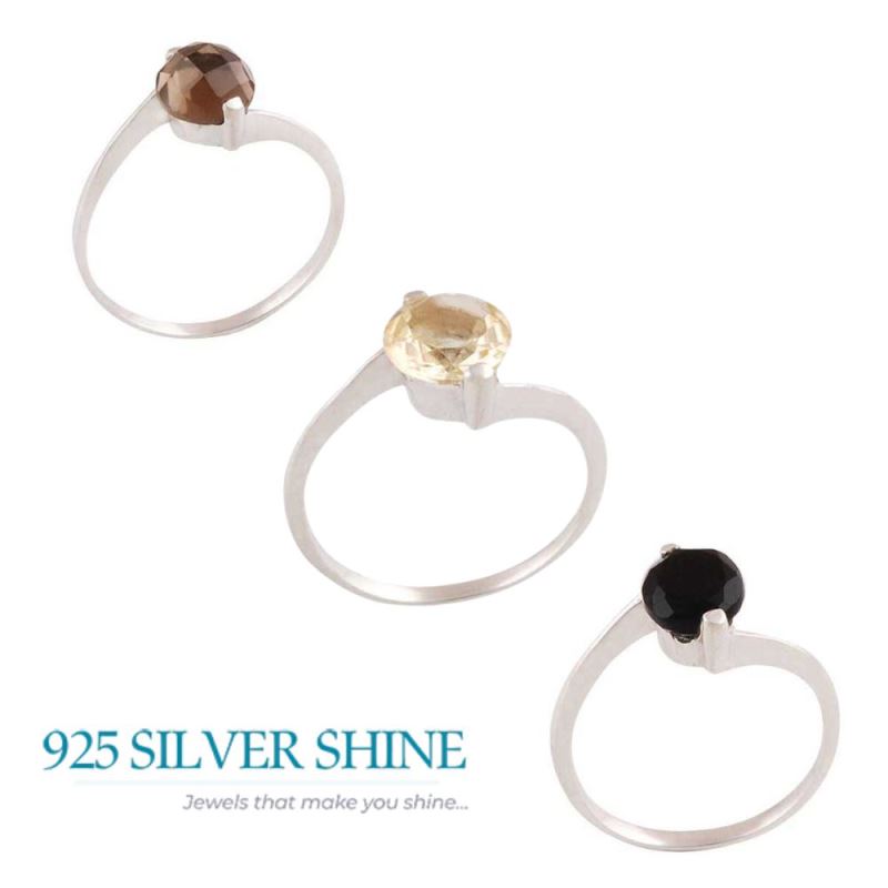 Sterling Silver Citrine Gemstone Rings 925SR3416_4