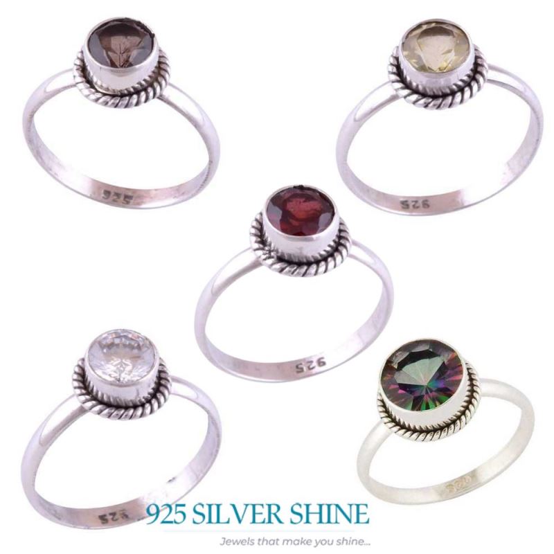 925 Sterling Silver Handmade Rings In Crystal Gemstone Jewelry 925SR3423_1
