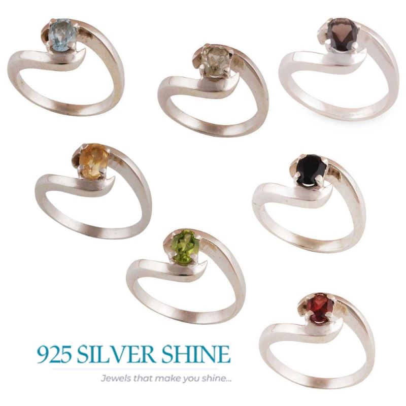 Natural Garnet Stone Sterling Silver Rings Jewelry 925SR3426_2