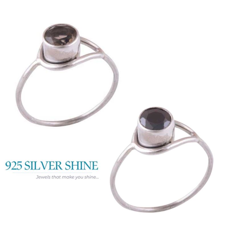 Genuine Smoky Quartz Gemstone Rings In 925 Sterling Silver 925SR3437_1