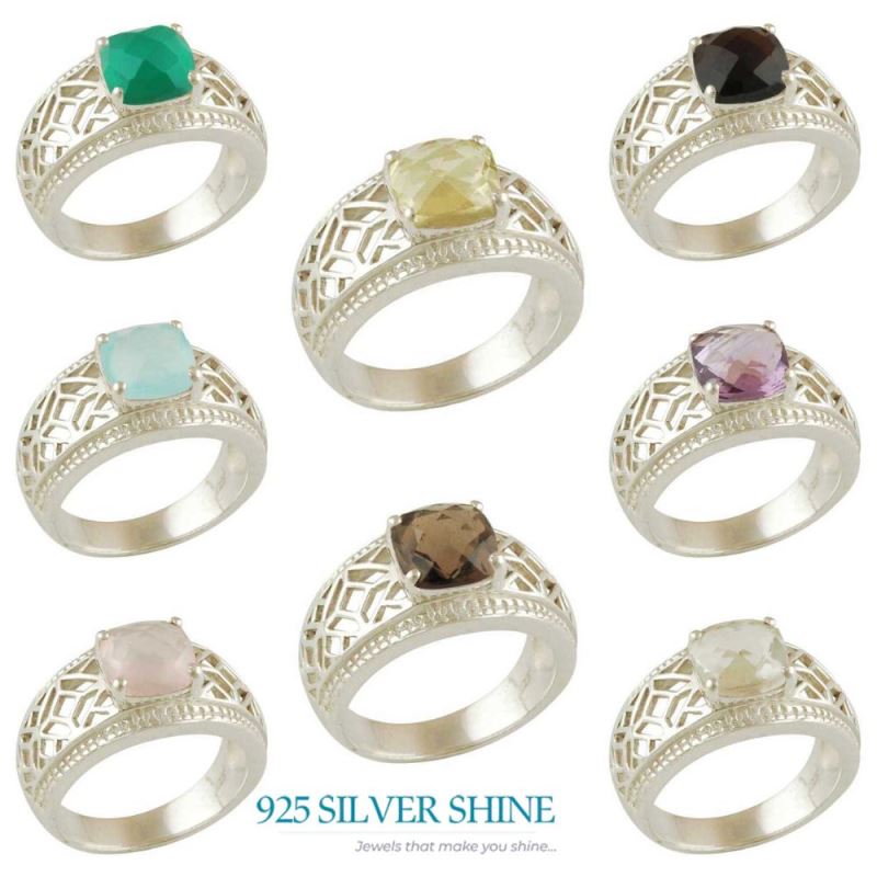 Genuine Lemon Quartz Gemstone Rings In Fine 925 Sterling Silver 925SR3443_2