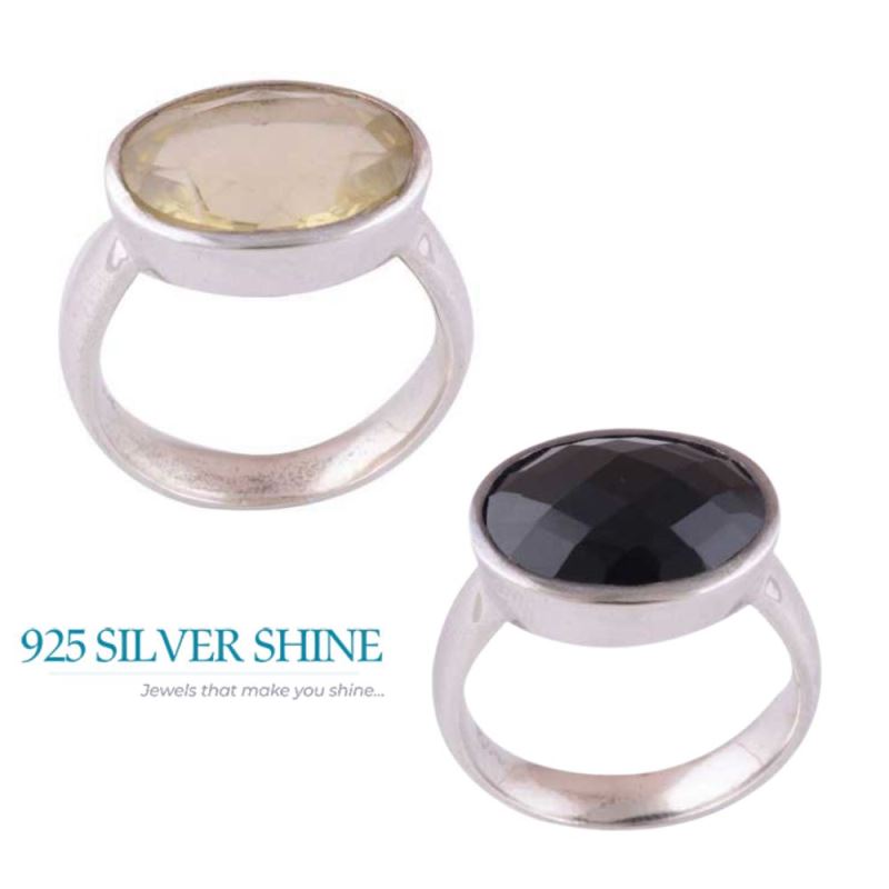 925 Sterling Silver Rings In Natural Black Onyx Gemstone 925SR3450_2