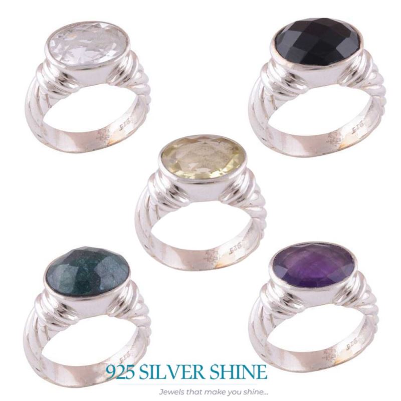Citrine Cut Stone Sterling Silver Anniversary Rings 925SR3456_2