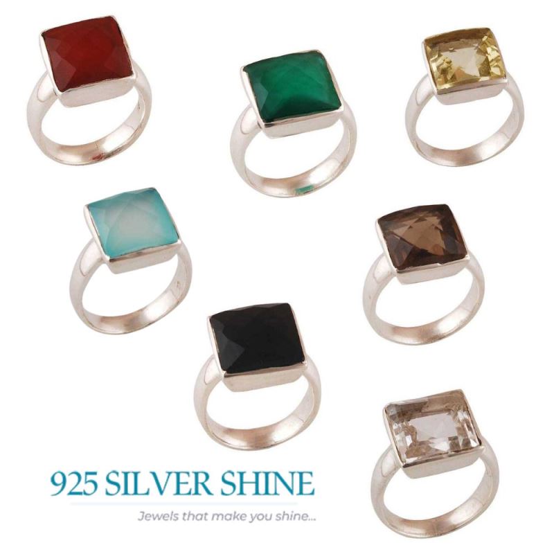 Sterling Silver Single Citrine Stone Rings 925SR3460_2
