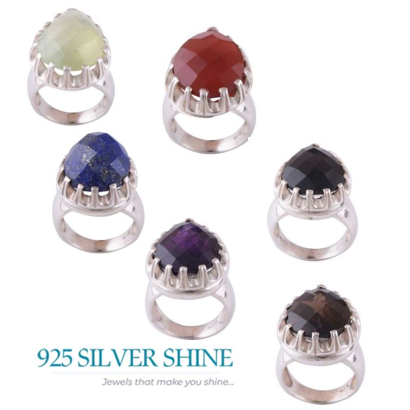 925 Sterling Silver Handmade Rings In Smoky Quartz Gemstone Jewelry 925SR3476_2