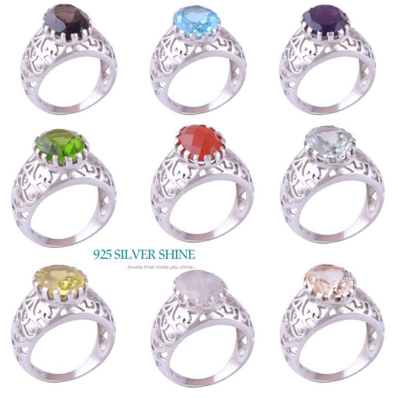 Lemon Quartz Single Gemstone Sterling Silver rings 925SR3483_2