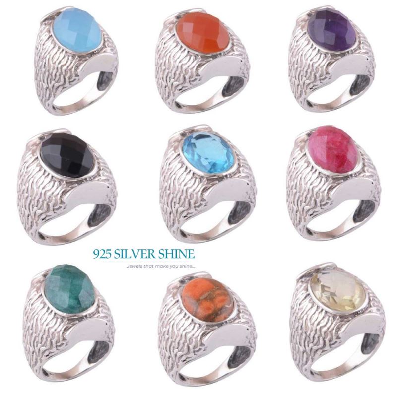 925 Sterling Silver Rings In Semi Precious Dyed Ruby Gemstone 925SR3536_2