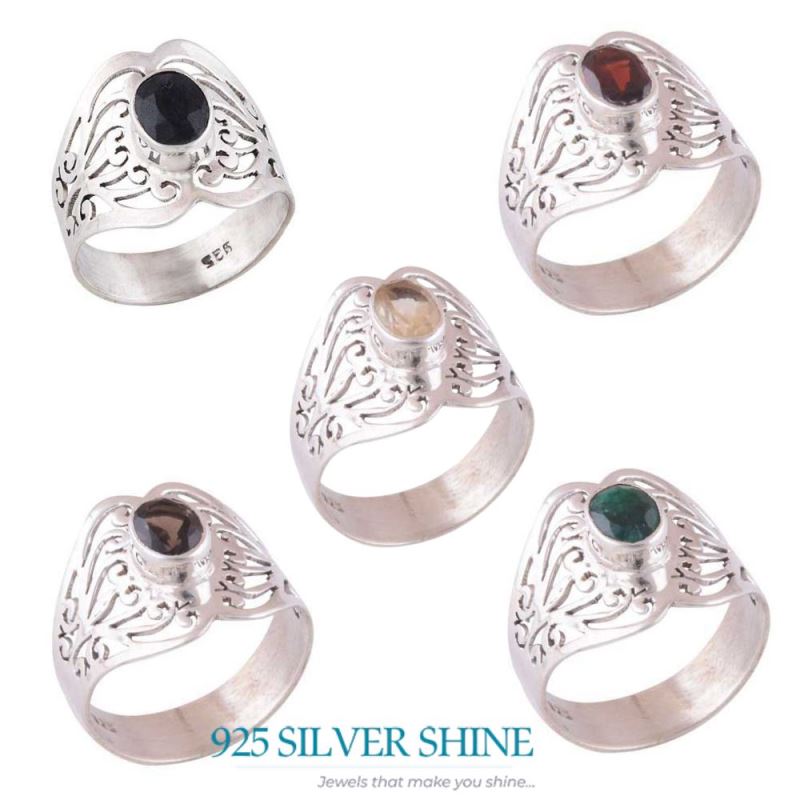 925 Sterling Silver Handmade Rings In Dyed Emerald Gemstone Jewelry 925SR3568_1