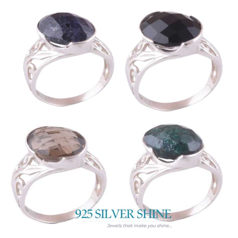 925 Sterling Silver Rings In Dyed Sapphire Gemstone Jewelry 925SR3571_1
