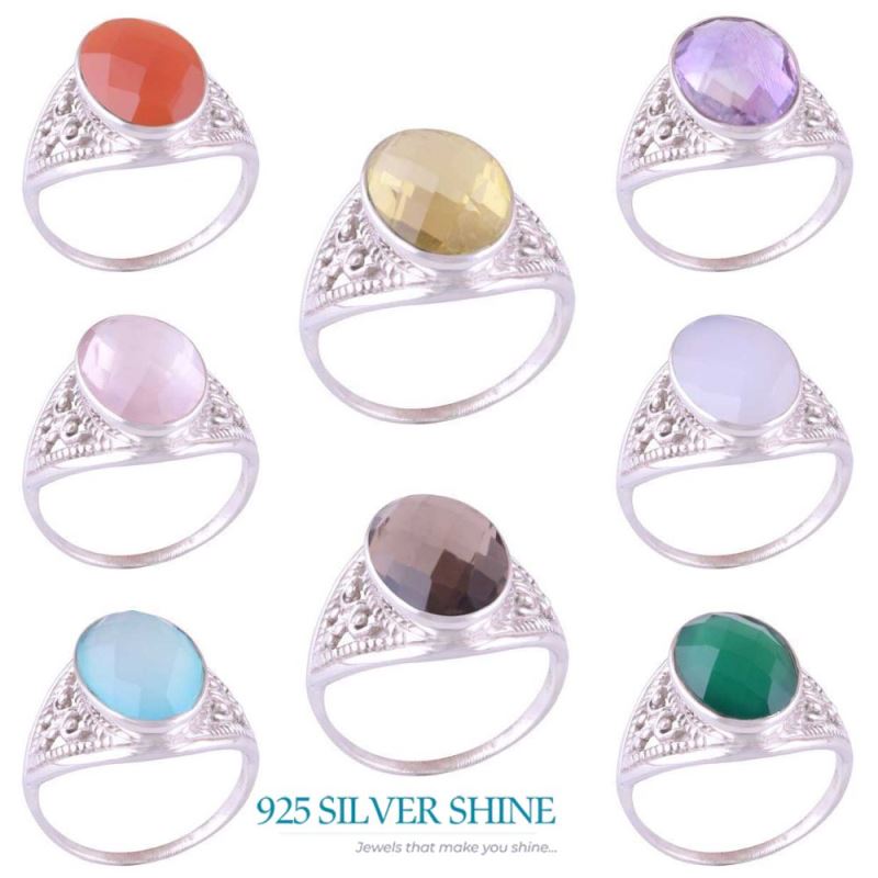 925 Sterling Silver Rings In Genuine Smoky Quartz Gemstone 925SR3586_1