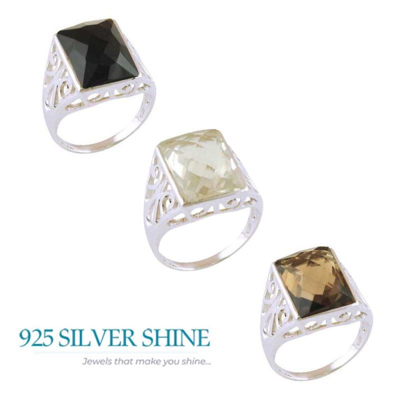 925 Sterling Silver Rings In Semi Precious Lemon Topaz Gemstone 925SR3857_2