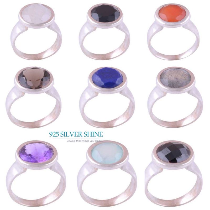 Solid 925 Silver Rings In Semi Precious Chalcedony Gemstone 925SR3860_2