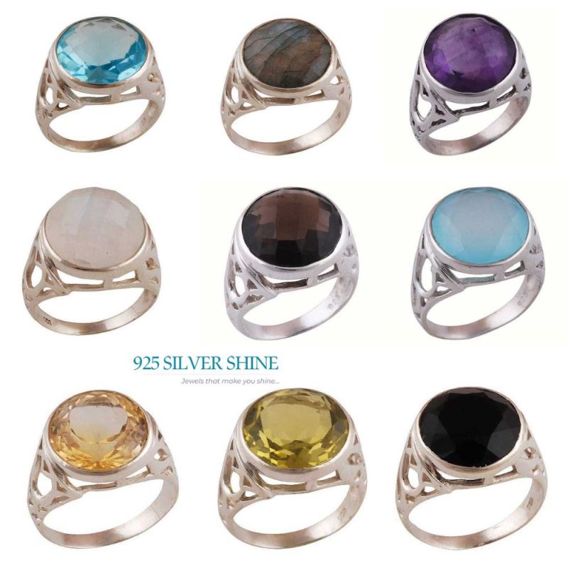 925 Sterling Silver Rings In Natural Chalcedony Gemstone 925SR3874_1