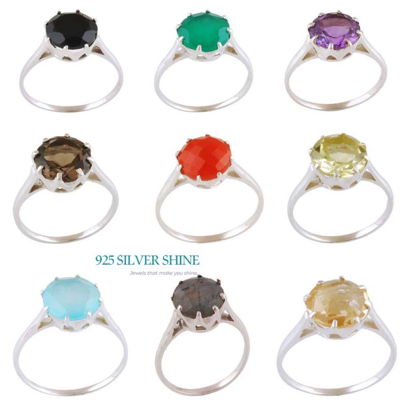 Statement Green Amethyst Silver Rings 925SR3893_1