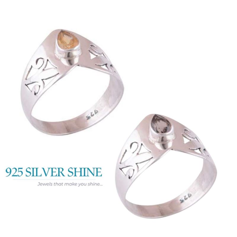 925 Silver Citrine November's second birthstone Rings 925SR3946_2