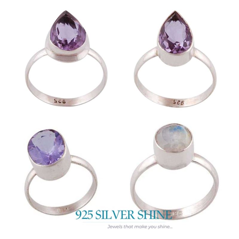 Sterling Silver Amethyst Cut Stone Rings 925SR3949_2