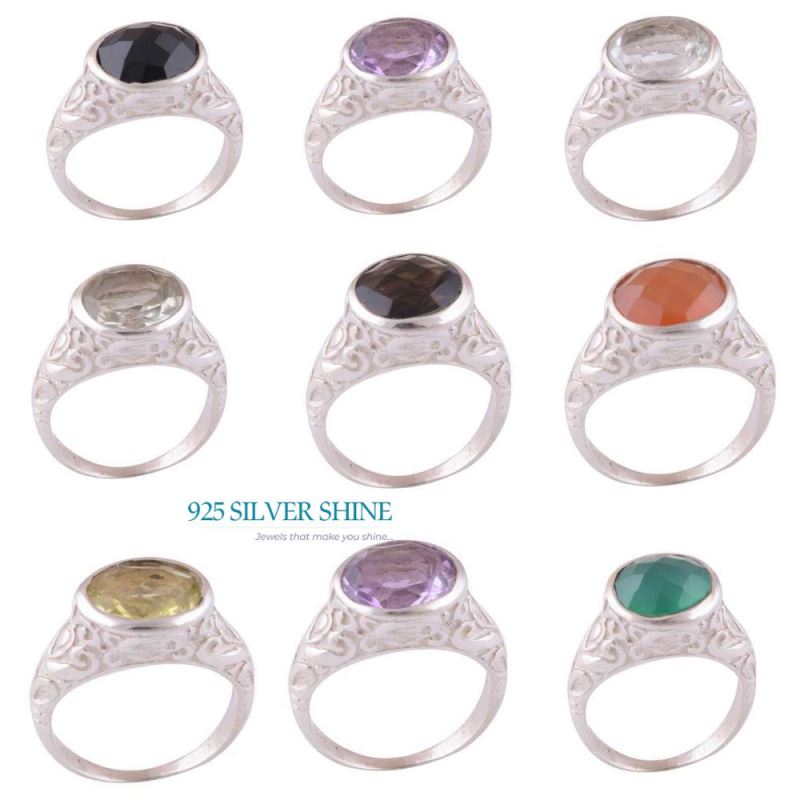 Natural Amethyst Birthstone Silver Rings 925SR3952_2