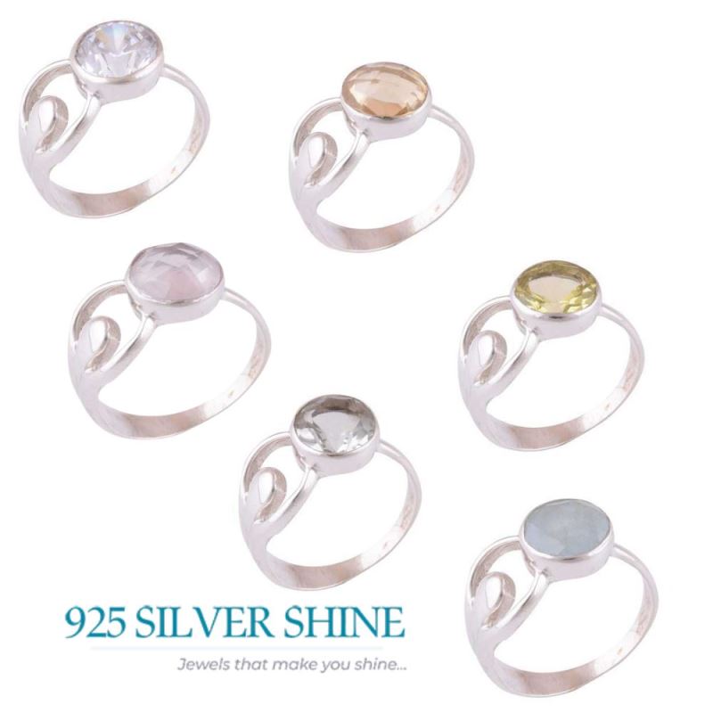 Sterling Silver Green Amethyst Cut Stone Rings 925SR3964_2